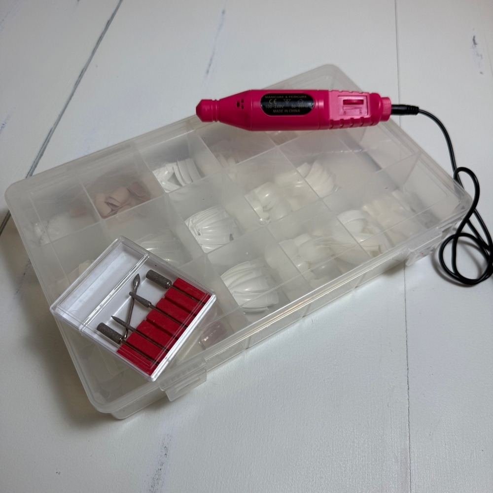 Adjustable Speed Electric File with bits and variety of nails